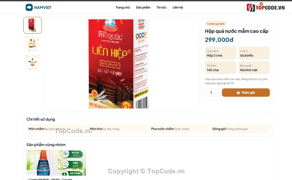 website,web bán nước mắm,website bán nước mắm